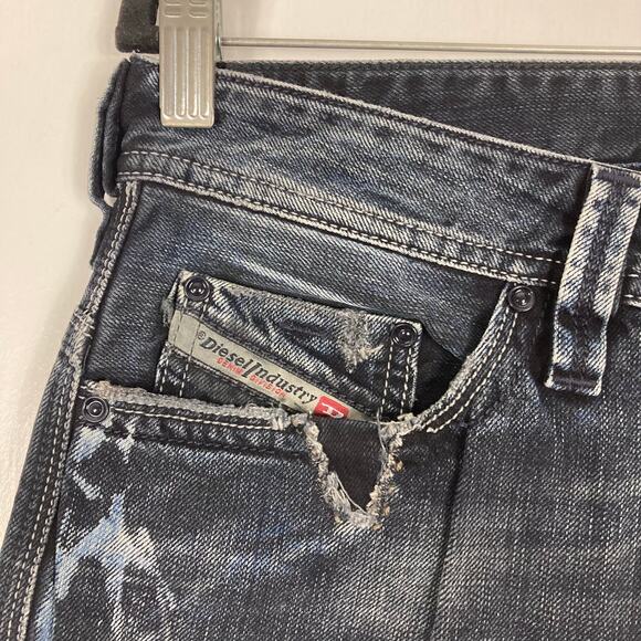 NWOT DIESEL Jeans Men 30x30 ITALY Thanaz Blue Acid Splatter Patchwork Distress - Picture 7 of 16